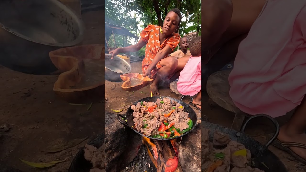 African Village Mum Makes Delicious Beef Stew🥘🔥#Shorts #AfricanVillageLife #BeefStewRecipe #cooking