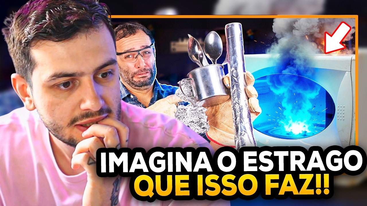 COLOCAMOS METAL no MICRO-ONDAS! (Manual do Mundo) - GABE REAGINDO