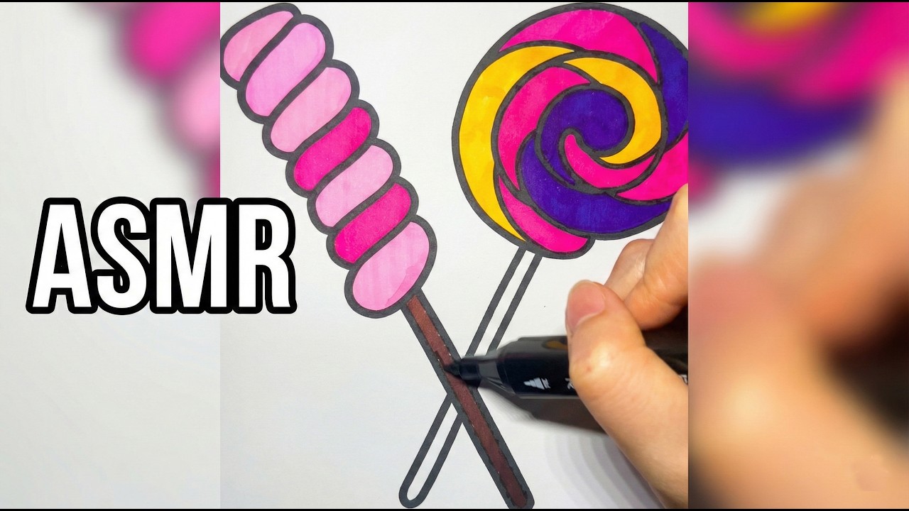 Sweet Lollipops 🍭 ASMR Coloring Coco Wyo Food Drink SWEETS (Colorindo | White Noise)