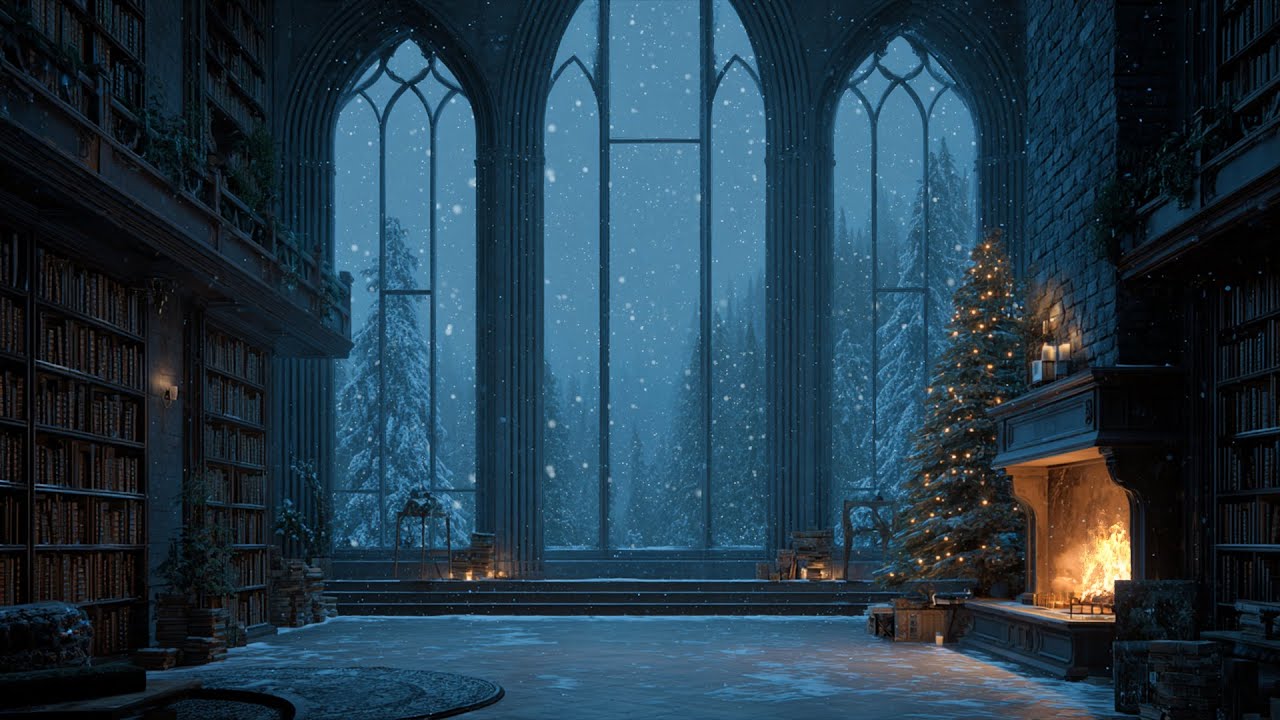 Soft Snowfall with Fireplace Piano ❄️ A Quiet Winter Space for Focus and Calm