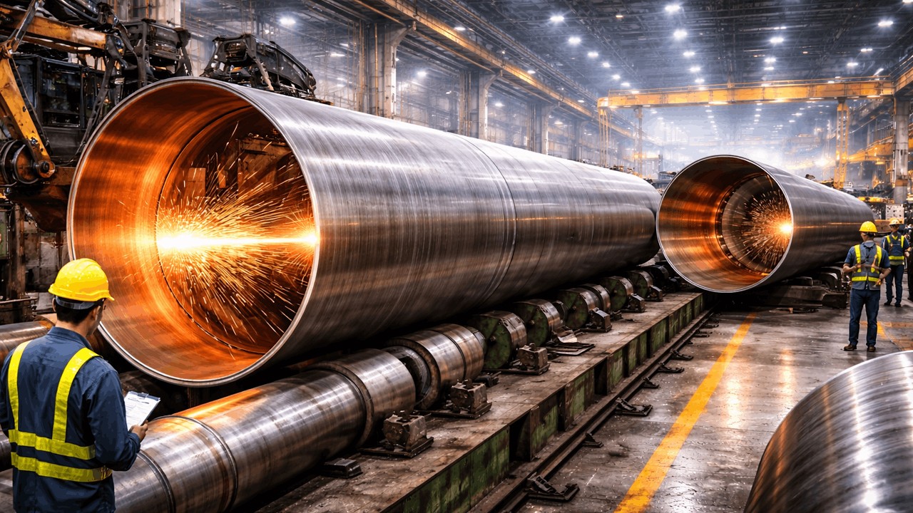 Large Diameter Steel Pipe Rolling Mill Process | Massive Pipe Manufacturing Factory