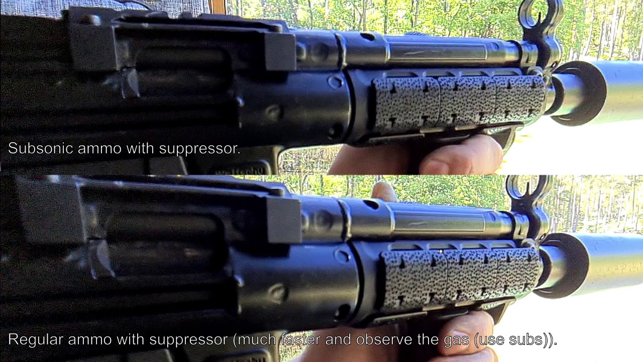 MP5 bolt speed comparison suppressed/unsuppressed with and without subsonic ammo.