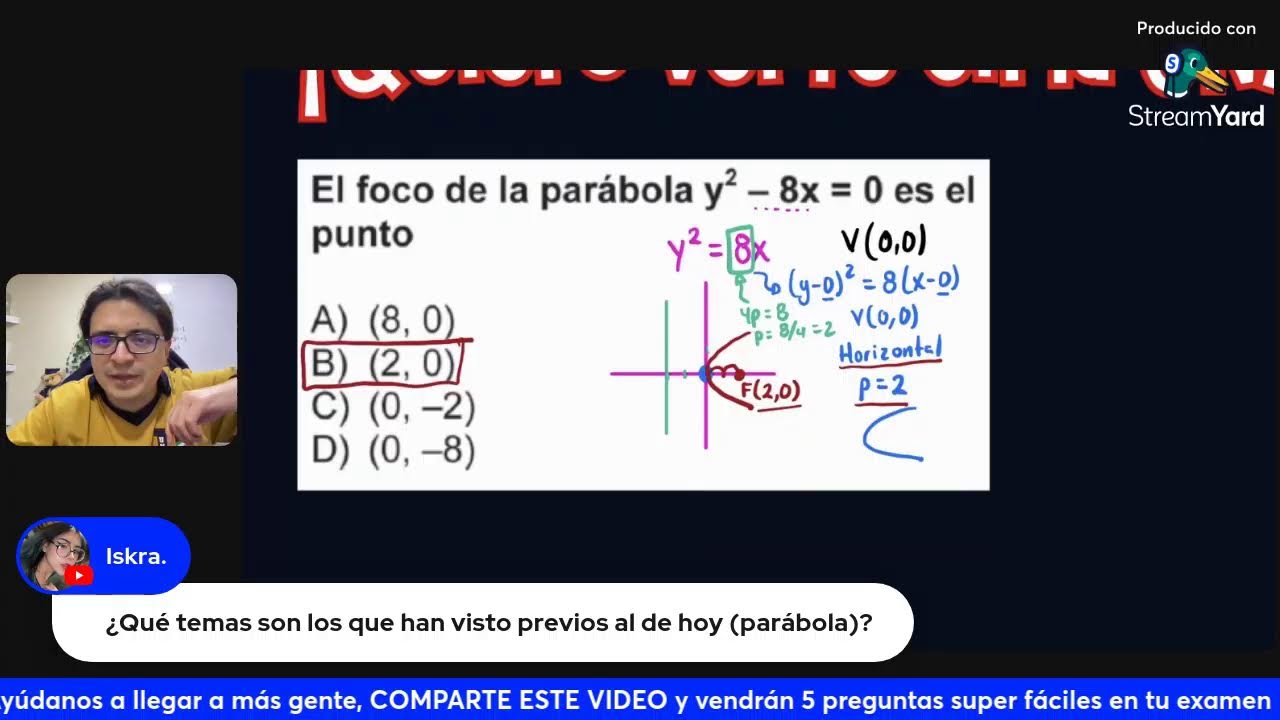 Curso de Matemáticas EXAMEN UNAM 2026 | PARÁBOLA
