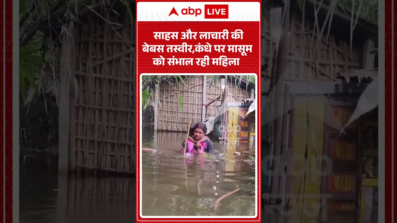 Viral Video : साहस और लाचारी की बेबस तस्वीर,कंधे पर मासूम को संभाल रही महिला | #viral #youtube