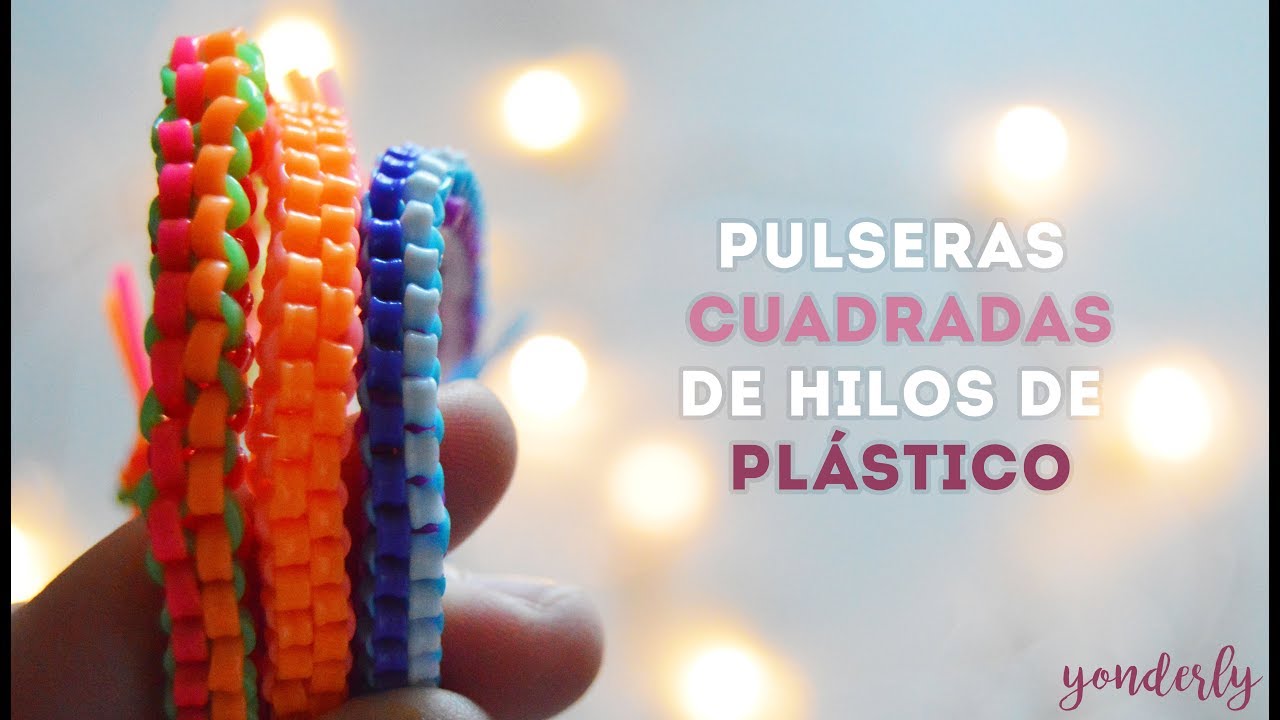 ❤️Como hacer PULSERAS CUADRADAS ⏹️ de hilos de PL&Aacute;STICO 😱😍 con CIERRE [F&Aacute;CIL][PASO A PASO]