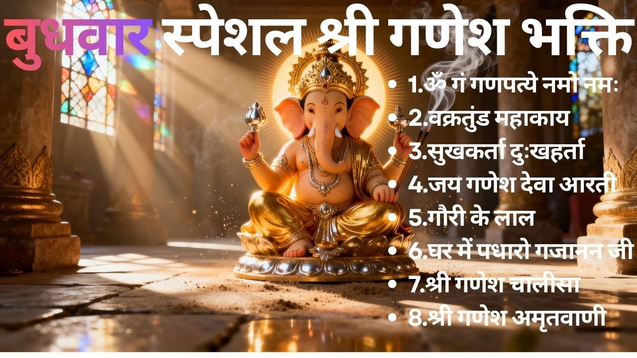 बुधवार विशेष गणेश भजनॐ गं गणपतये नमो नमः | वक्रतुंड महाकाय | सुखकर्ता दुःखहर्ता | गणेश अमृतवाणी आरती