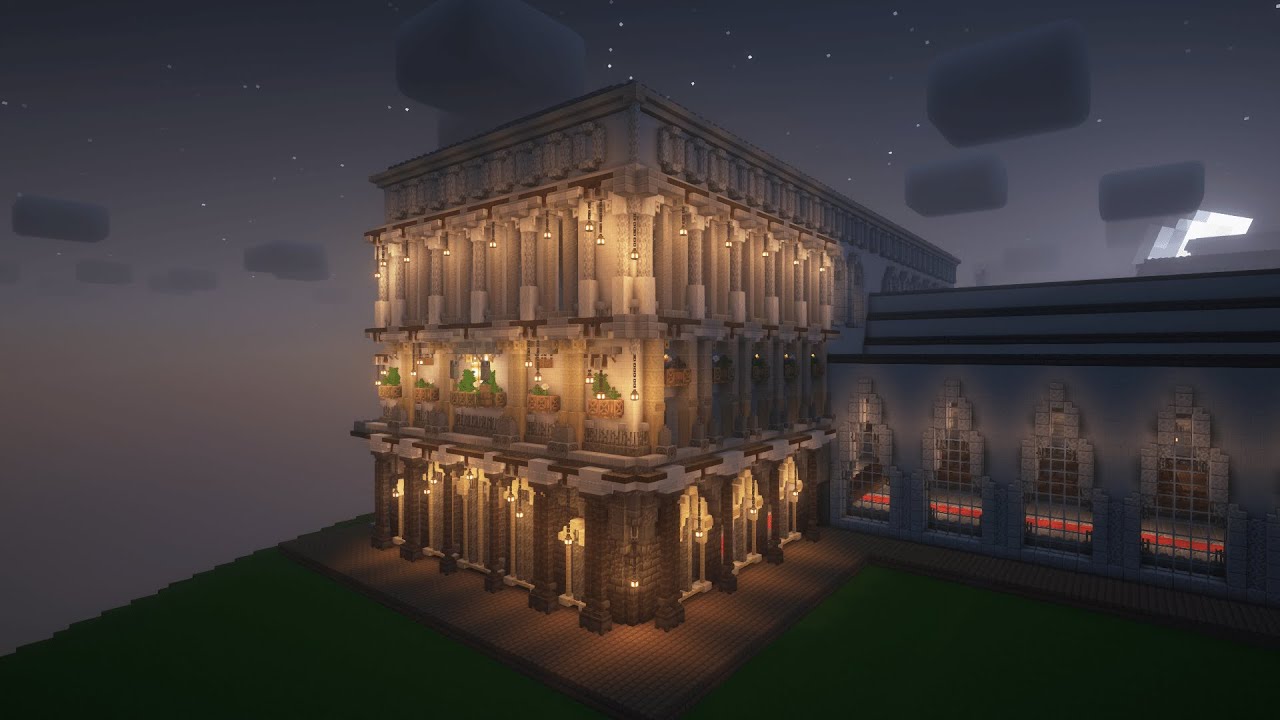 Progress on a palace complex in Minecraft