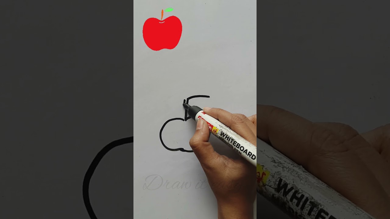 Draw Easy Apple 🍎 🍏 🍎with 5 #easydrawing #easydrawingforbeginners #viral #shorts #subscribe #drawing
