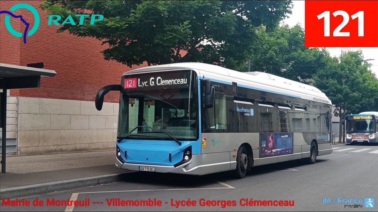 Bus 121 RATP - GX337 SE (3p) N°1475 Mairie de Montreuil --- Villemomble - Lycée Georges Clémenceau