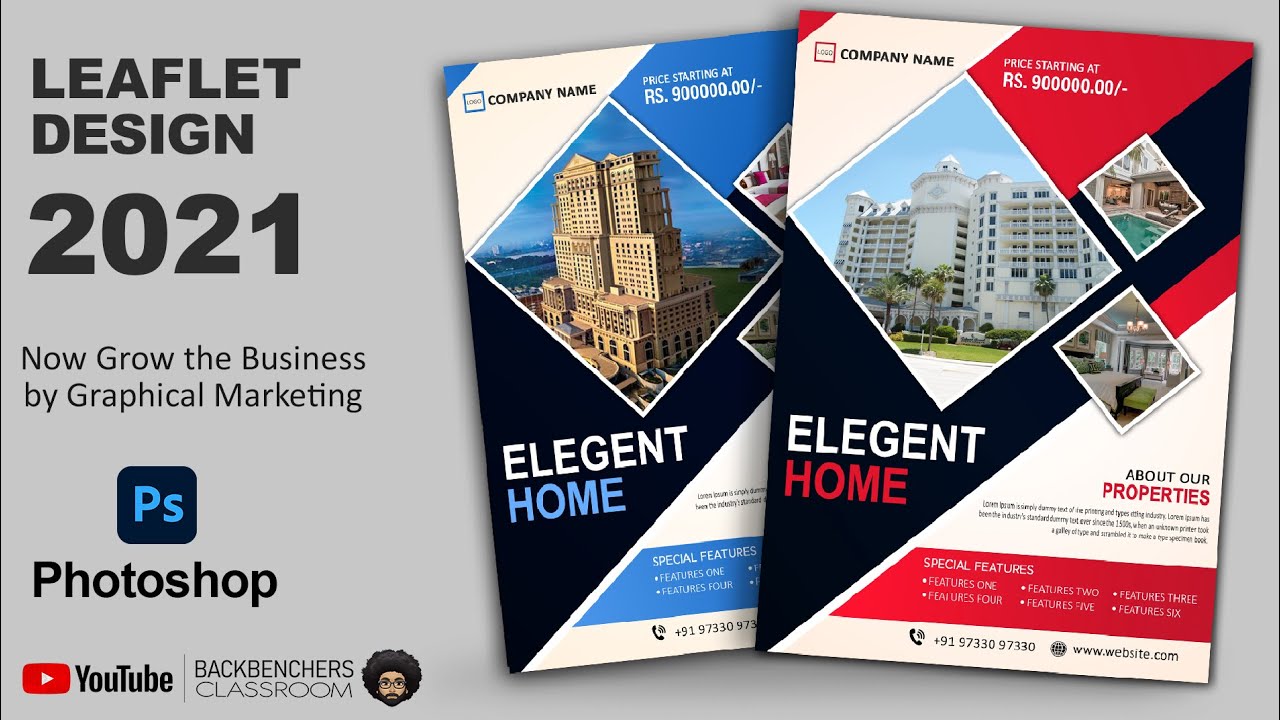 Marketing Leaflet Design for business sale in Photoshop | flyer brochure banner design tutorial