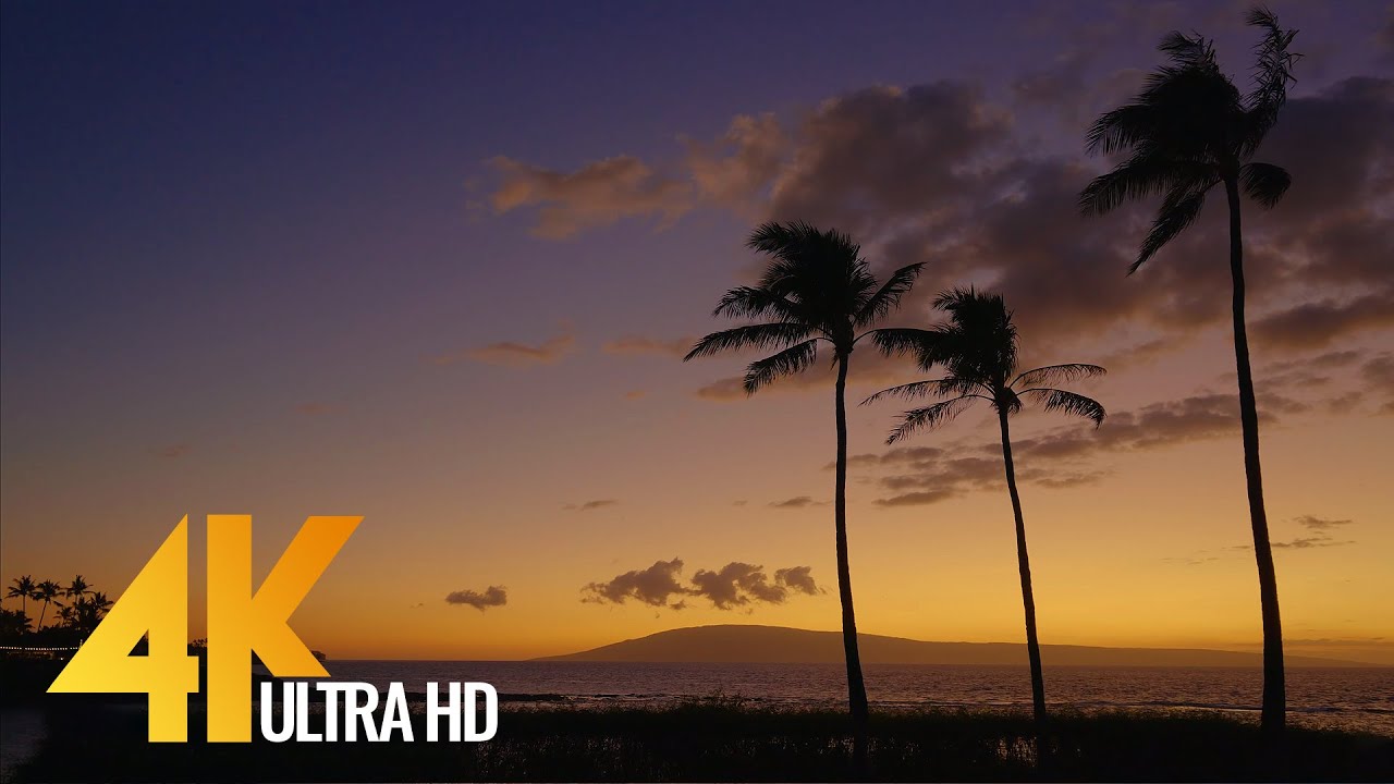 4K Nature Relax Video - Tropical Beach at Sunset - Kapalua Bay, Maui, Hawaii