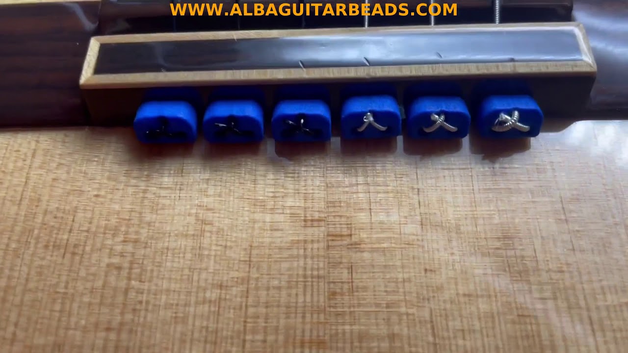 Alba guitar beads Blue beads ties blocks for nylon string flamenco guitars www.albabuitarbeads.com