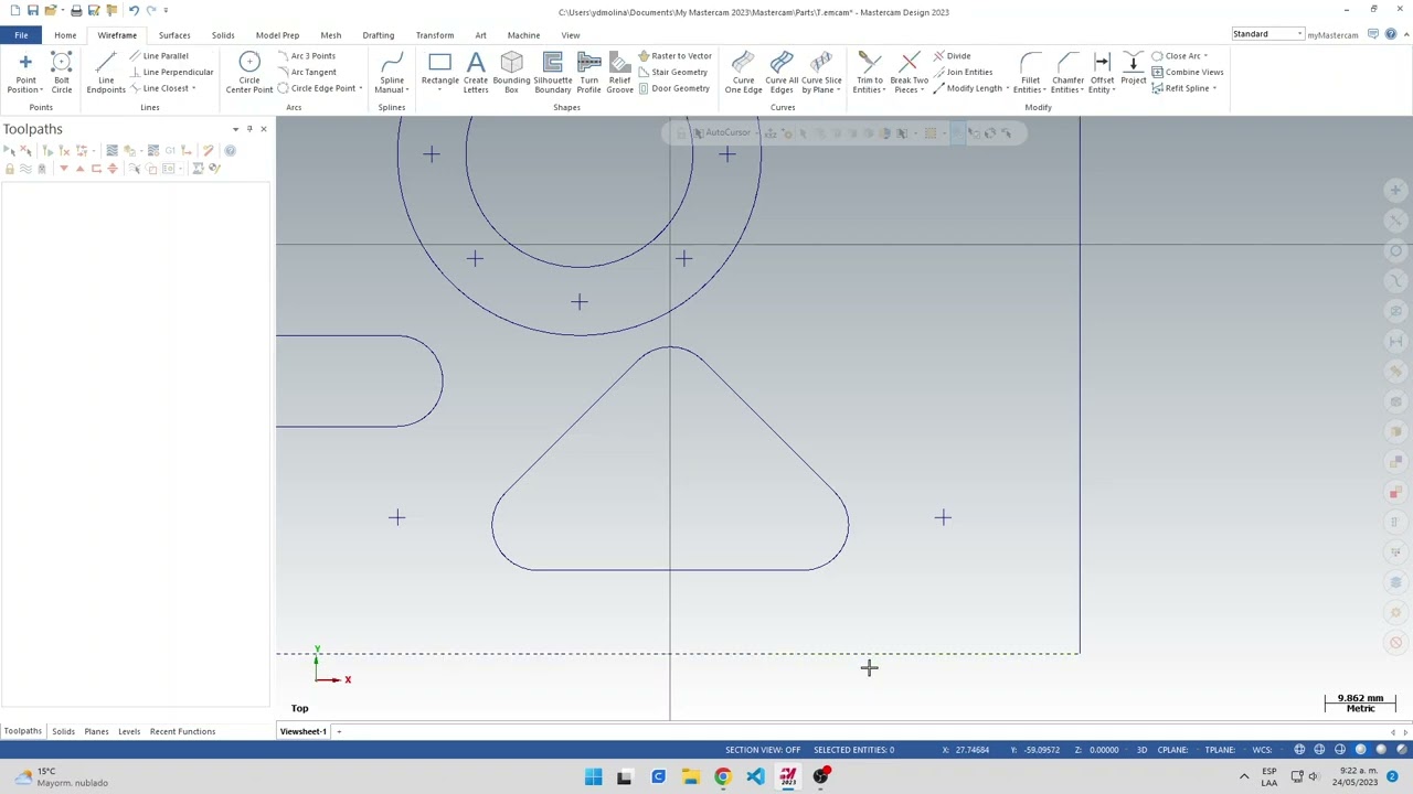 Dibujo Estructura Alámbrica MasterCAM