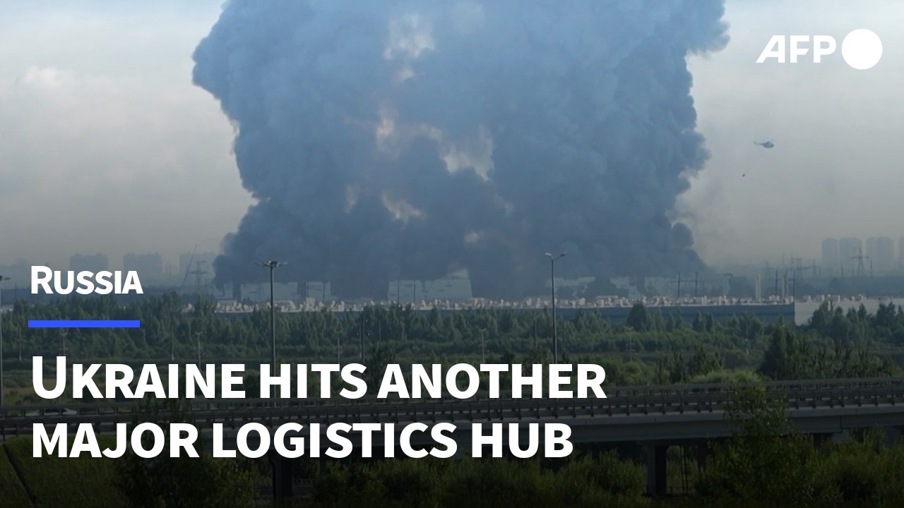 Smoke rises into sky after Ukraine drone attack hits 'Russia's Amazon' warehouse | AFP
