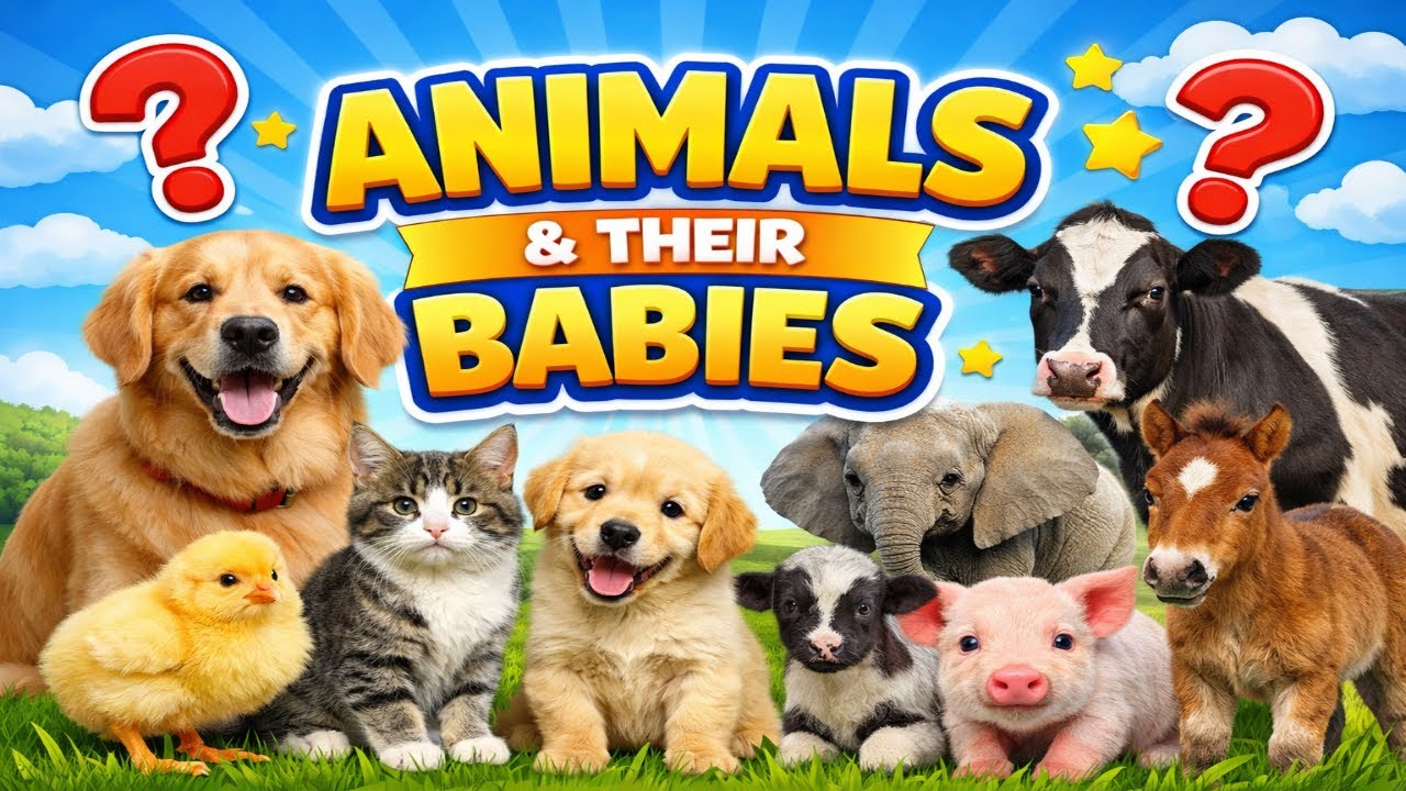 Learn Animal Babies | 10 Animals and Their Babies for Kids