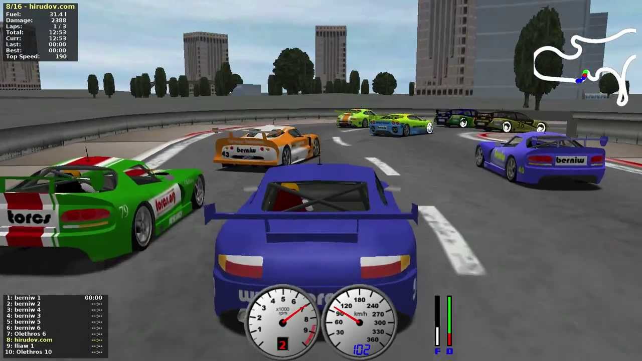 TORCS gameplay car2-trb1 versus all on Road Tracks - Makowiec city