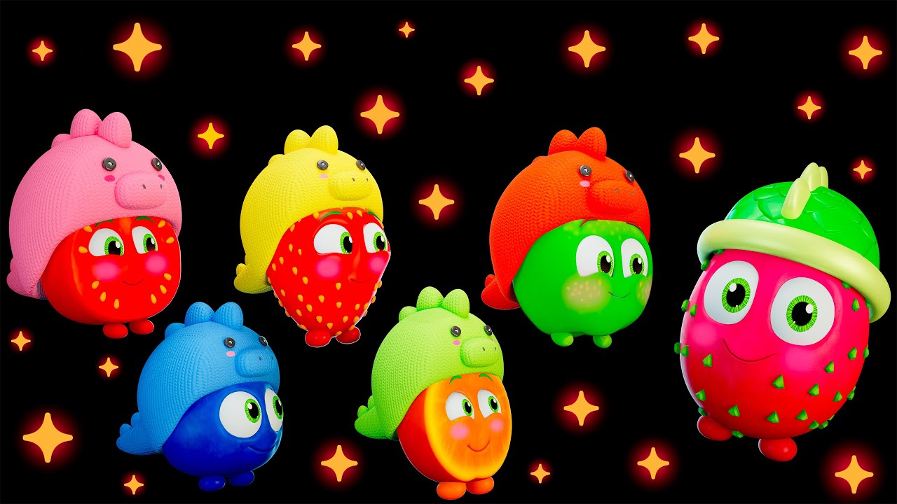 🦕Cinco Pequenos Dinos + Mais | 💚 Frutinhas Divertidas – Mundo Sensorial do Bebê