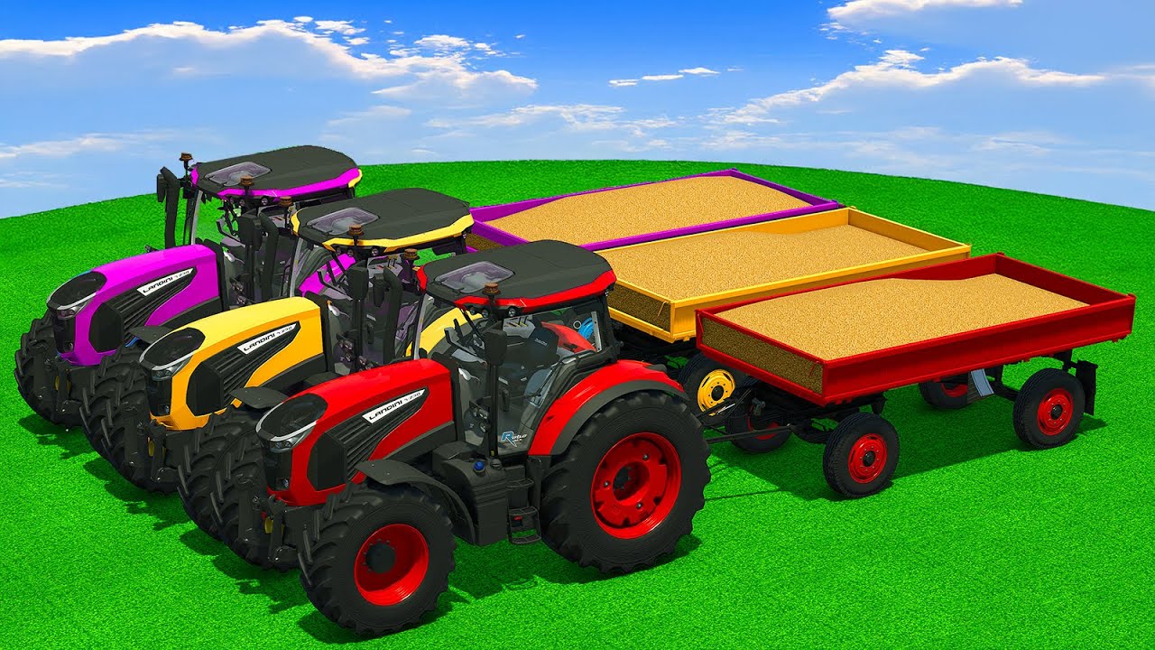 LOAD AND TRANSPORT WHEAT, STONES & SUGAR CANE WITH LANDINI TRACTORS - Farming Simulator 25
