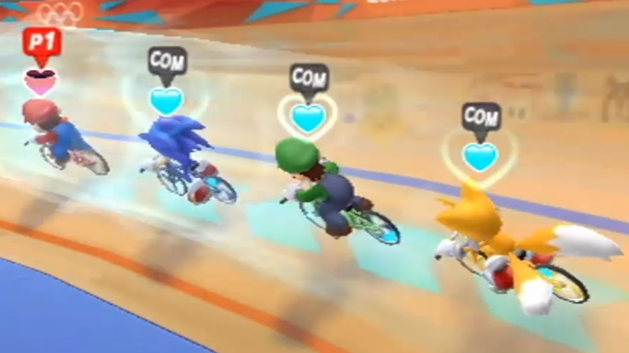 Mario & Sonic at the 2012 London Olympic Games - All Characters Cycling Gameplay