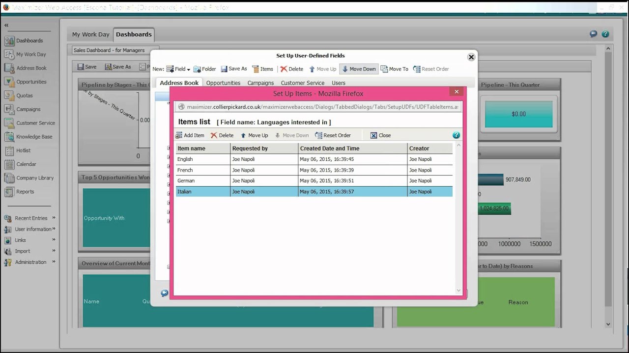 Maximizer Minutes - Creating a new User-Defined Field (UDF)