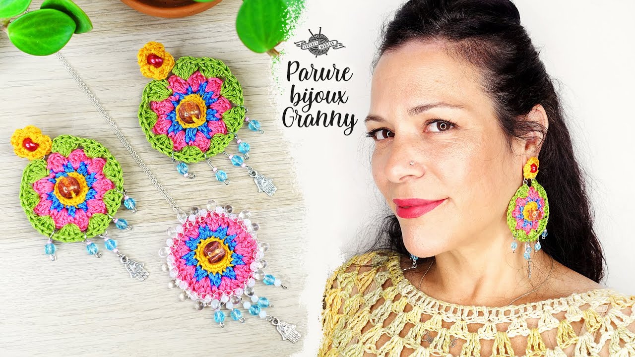 Comment faire une parure de bijoux au crochet avec des granny