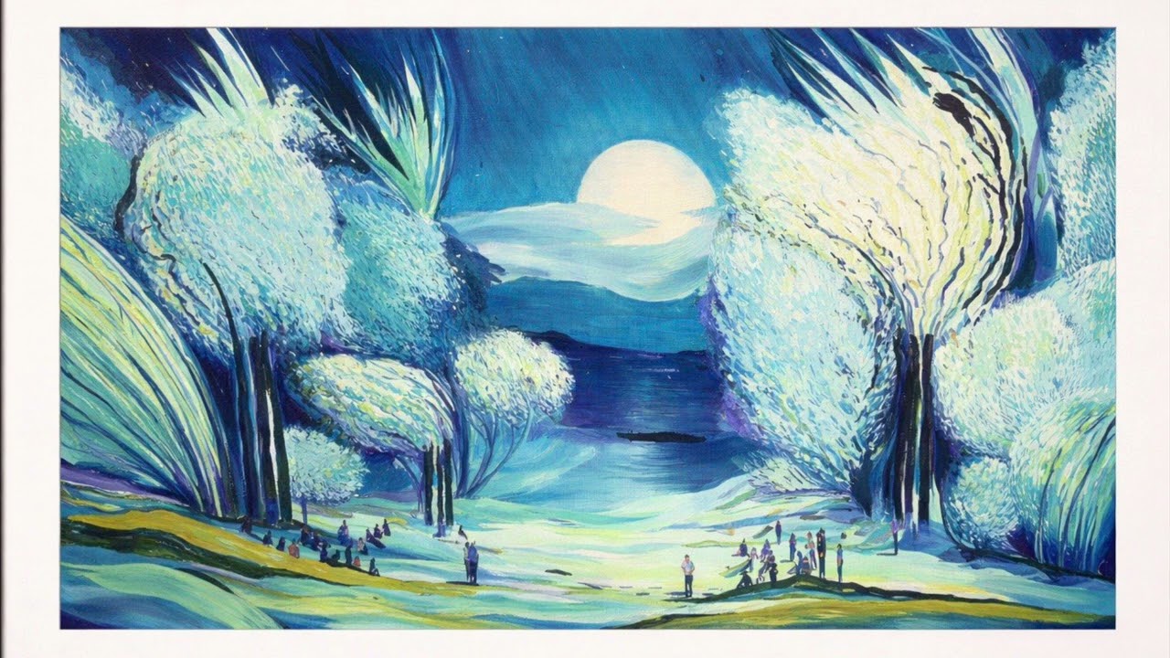Relaxing Impressionist Art for TV 🌙 | Moonlit Landscape | 2 Hours Ambient Visuals