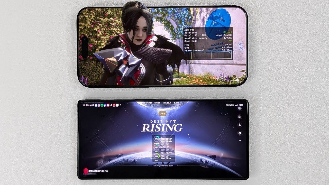 Destiny Rising - iPhone 16 Pro Max vs REDMAGIC 10S Pro. iOS & Android Mobile Gaming Review.