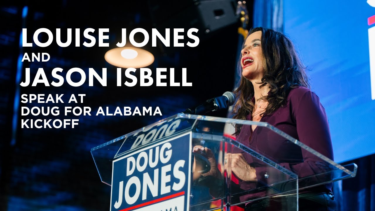Jason Isbell and Louise Jones speak at the Doug for Alabama kickoff