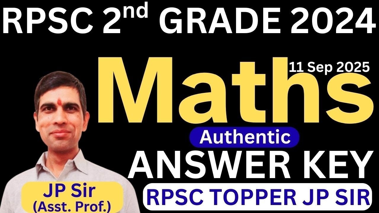 Rpsc 2nd grade maths|| Rpsc 2nd grade 2024 maths paper answer key 
