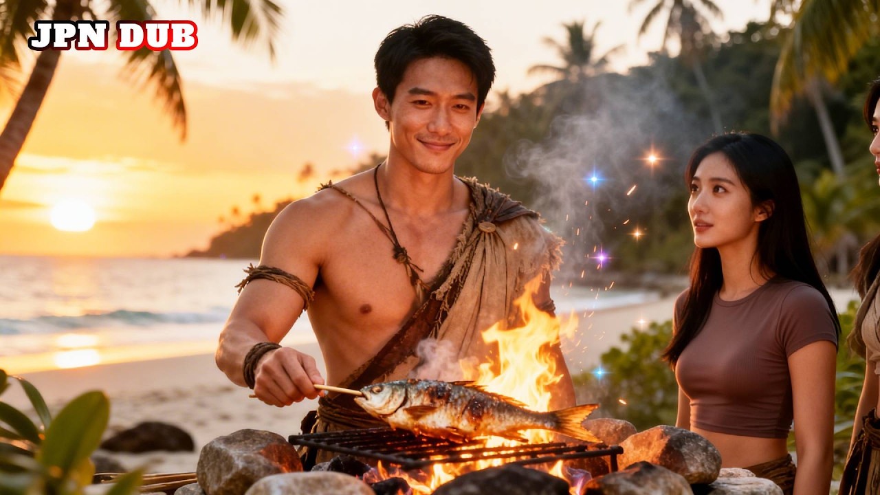 貧しい男が無人島に流れ着き、4人の女性を救出――圧倒的なサバイバル力で王となる！