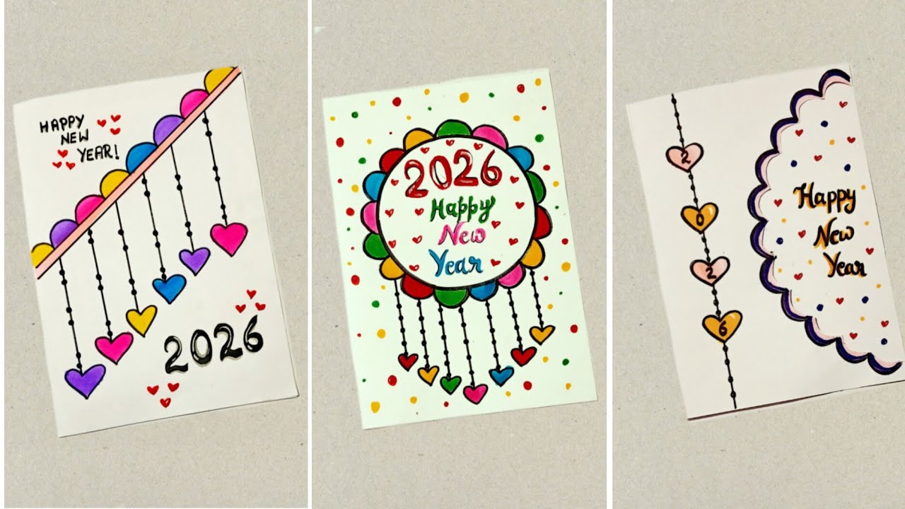 3 DIY Happy New Year Greeting Card 2026 | How To Make Handmade New Year Card | New Year Card Easy