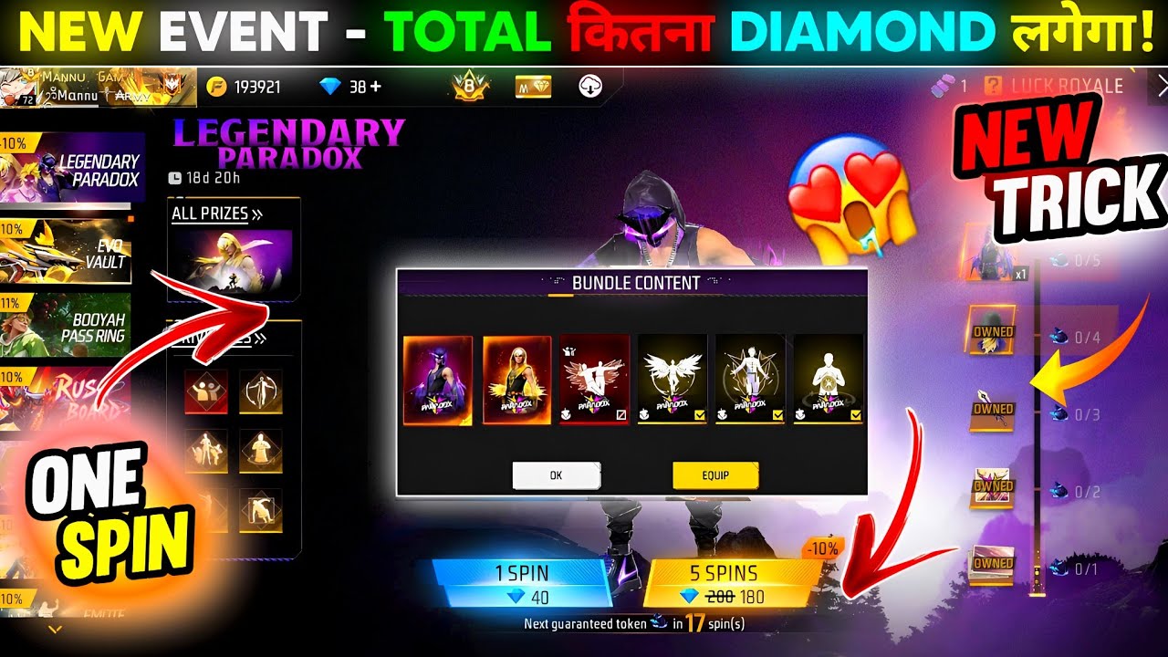 New Token Tower Event Spin😍| Legendary Paradox Bundle Spin| Free Fire New Event | FF New Event Today