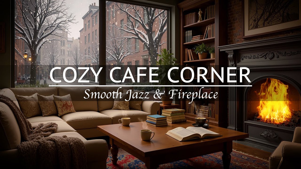 Cozy Cafe Corner ☕ Smooth Jazz & Warm Fireplace for Relaxing & Study