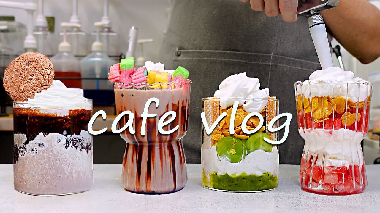 🍇Cafe Vlog Collection/Sweet & Fresh! It&rsquo;s Fruits Parfait Day🥝Cafe Vlog/ASMR/카페브이로그/no bgm