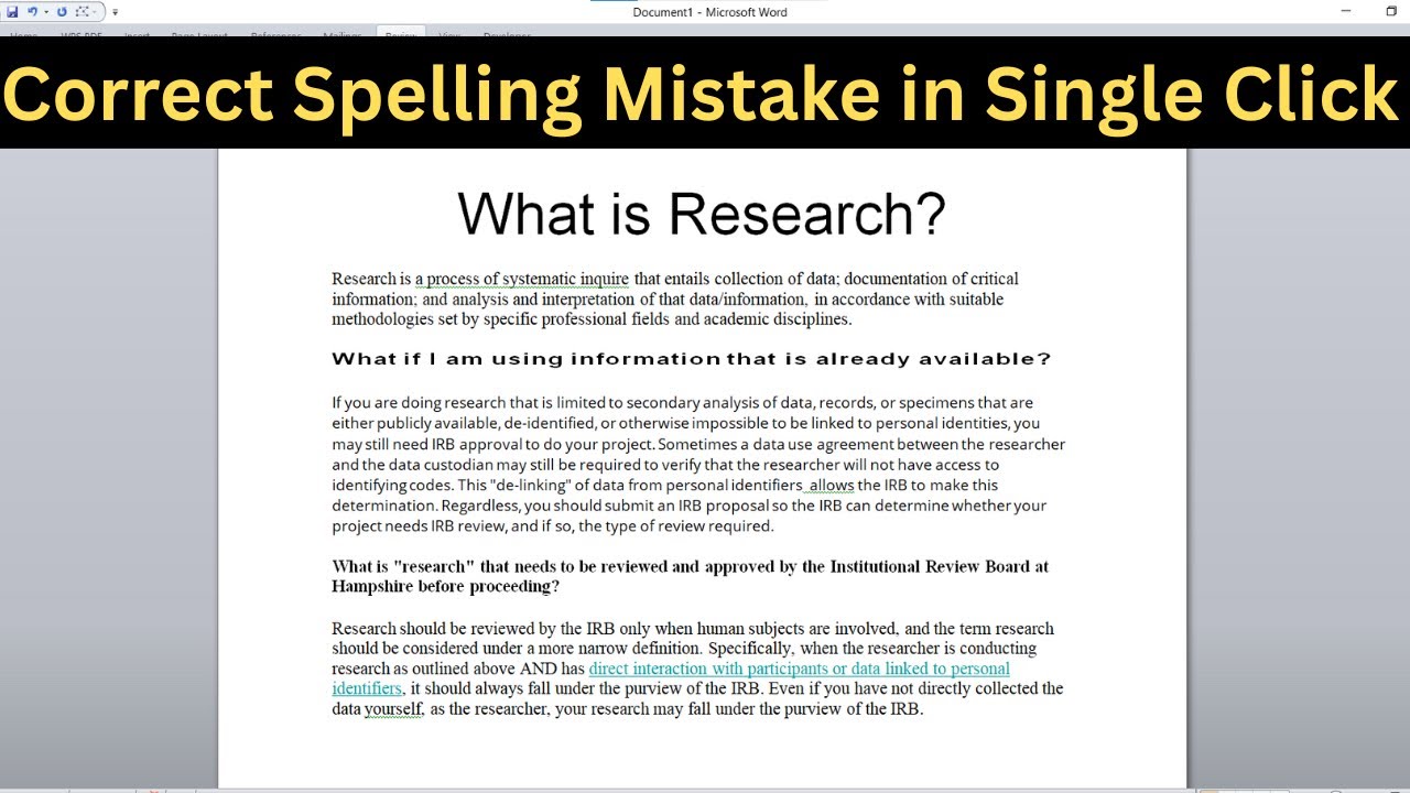 How to Correct Spelling Mistakes in Microsoft Word in Single Click