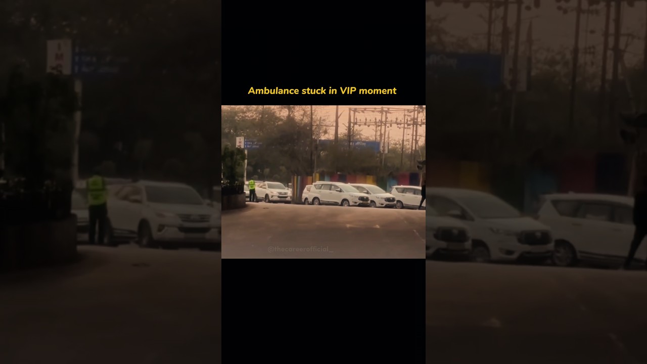 Ambulance stuck in VIP Moment #indian #trafficpolice #politics #power #ambulance #shorts