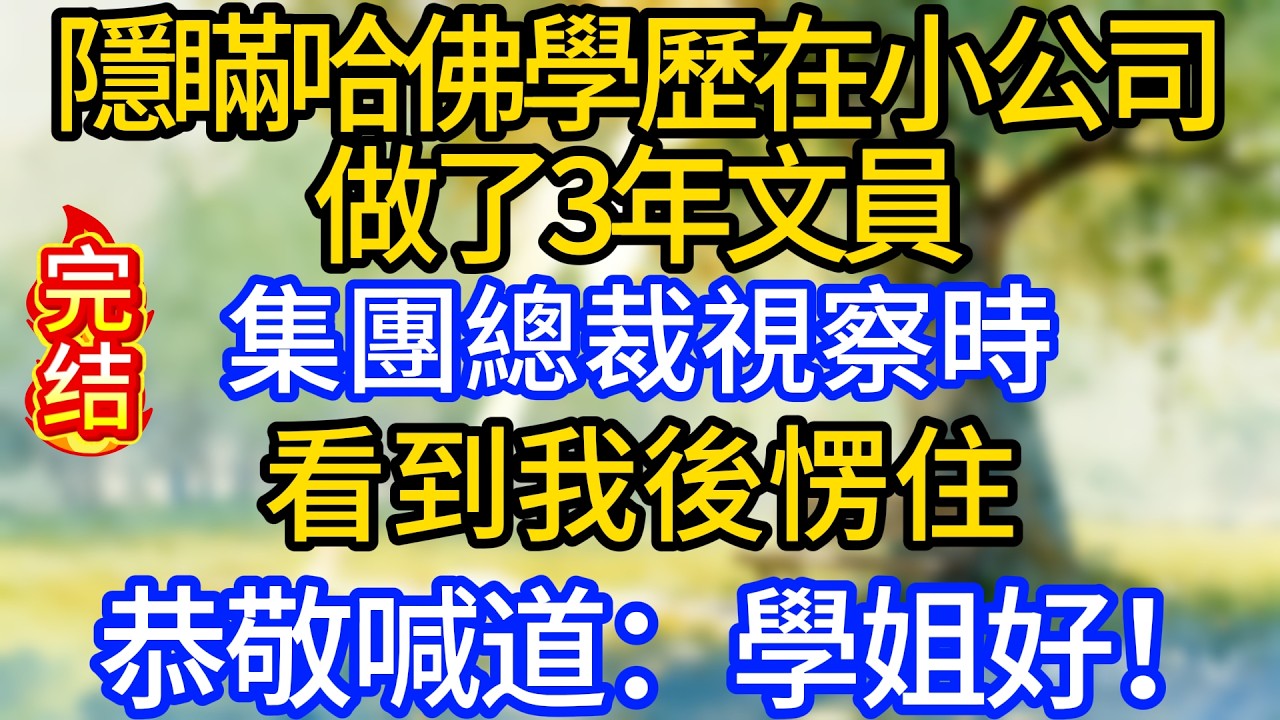 隱瞞哈佛學歷在小公司做了3年文員，集團總裁視察時，看到我後愣住，恭敬喊道：學姐好！