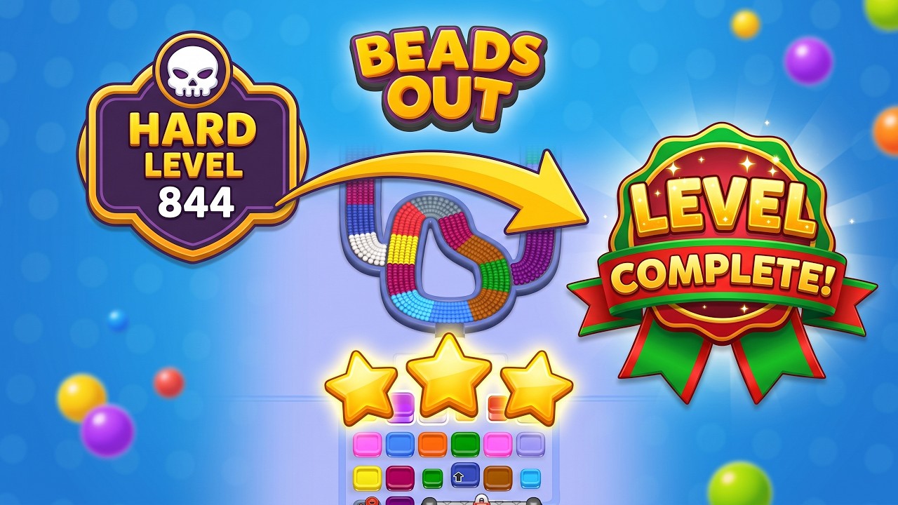🔴 Beads Out - Level 844 Walkthrough (Hard Level) | Solution & Gameplay 🧠