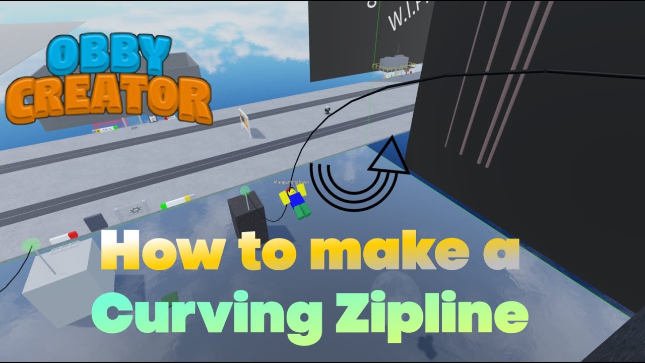 How to make a CURVING zipline in obby creator!