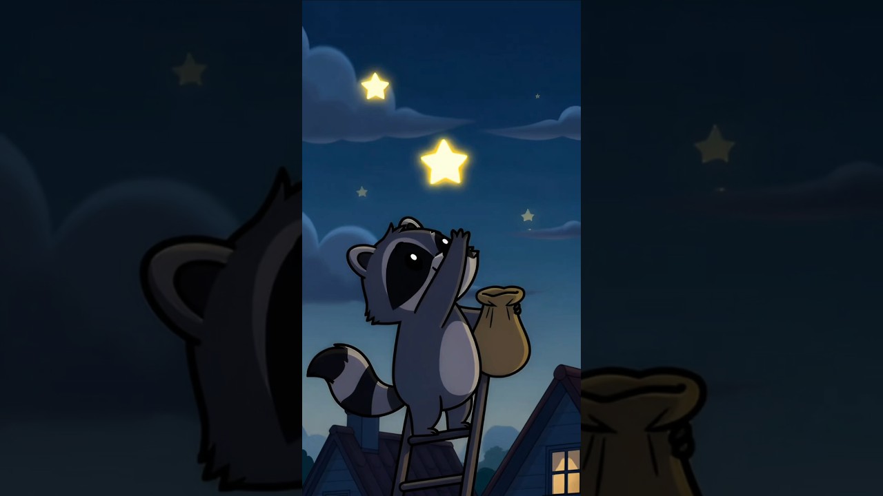 The raccoon steals stars from the sky / Енот ворует звезды с неба