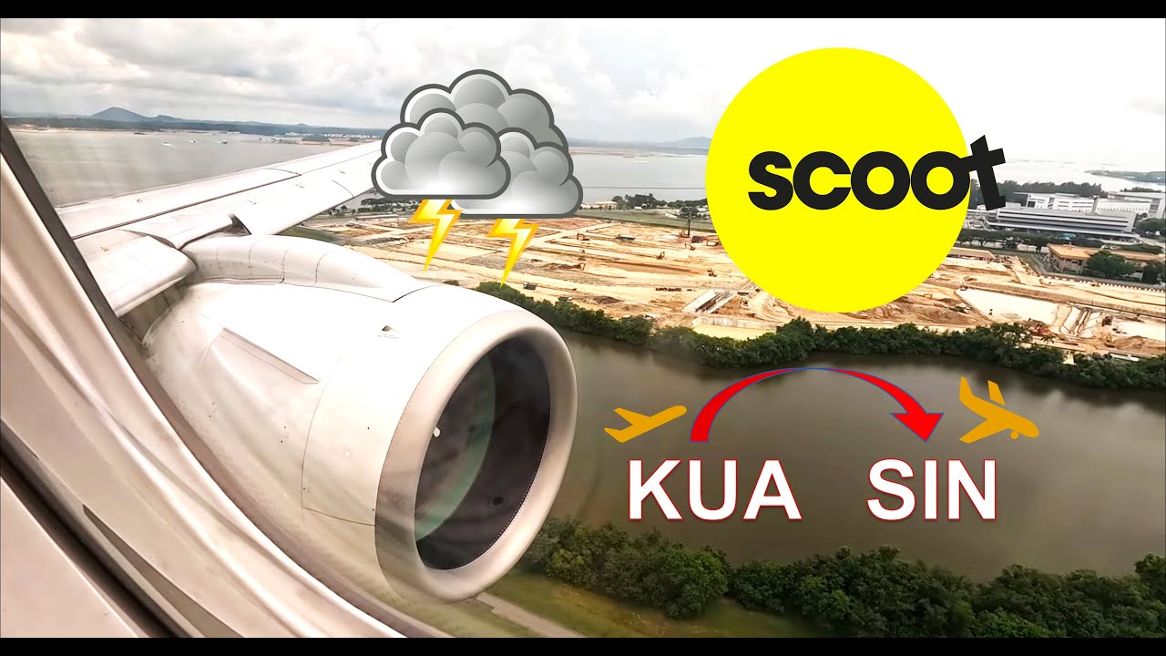 ✈️ FULL FLIGHT ✈️  🛫 Circling Over Singapore! | Scoot Embraer E2 Low Approach into SIN 🌩️