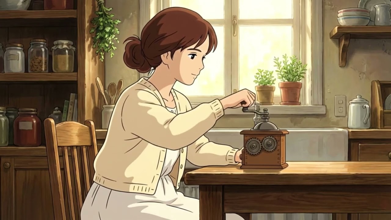Morning Coffee Routine – Rain to Sunshine (朝のコーヒー習慣) | Ghibli Style ASMR & Cozy Anime Ambience ☕🌧️