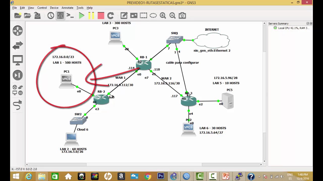 rutas estaticas avanzadas en mikrotik con gns3