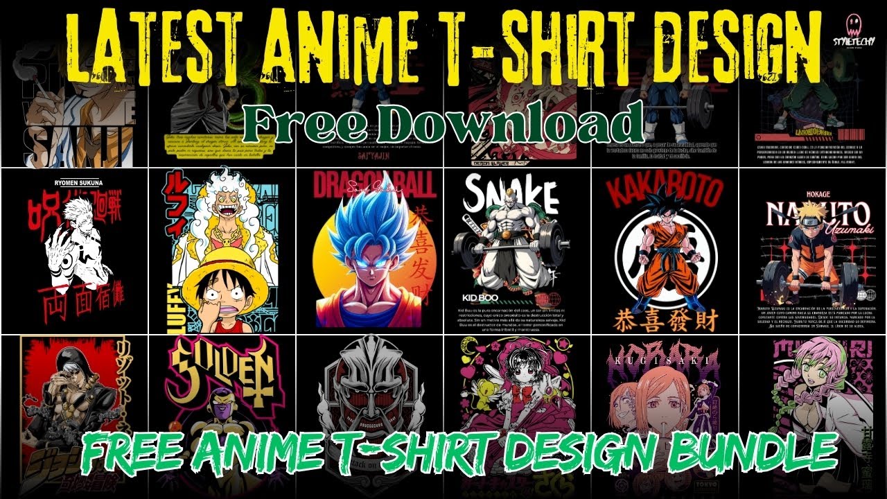 Free Anime T-Shirt Design Bundle 2025 | Download Latest Anime PNG for POD & Merch