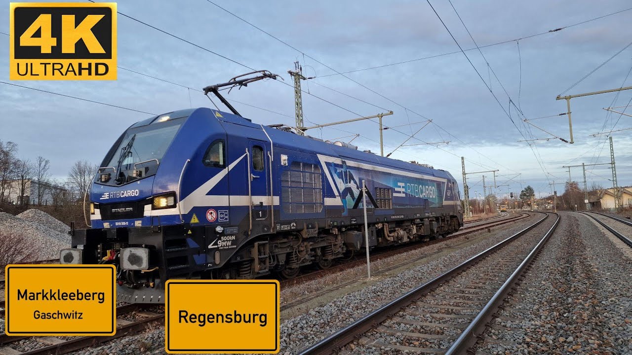 【4K】 Führerstandsmitfahrt Gaschwitz  nach Regensburg Ost über Hof, Schwandorf .