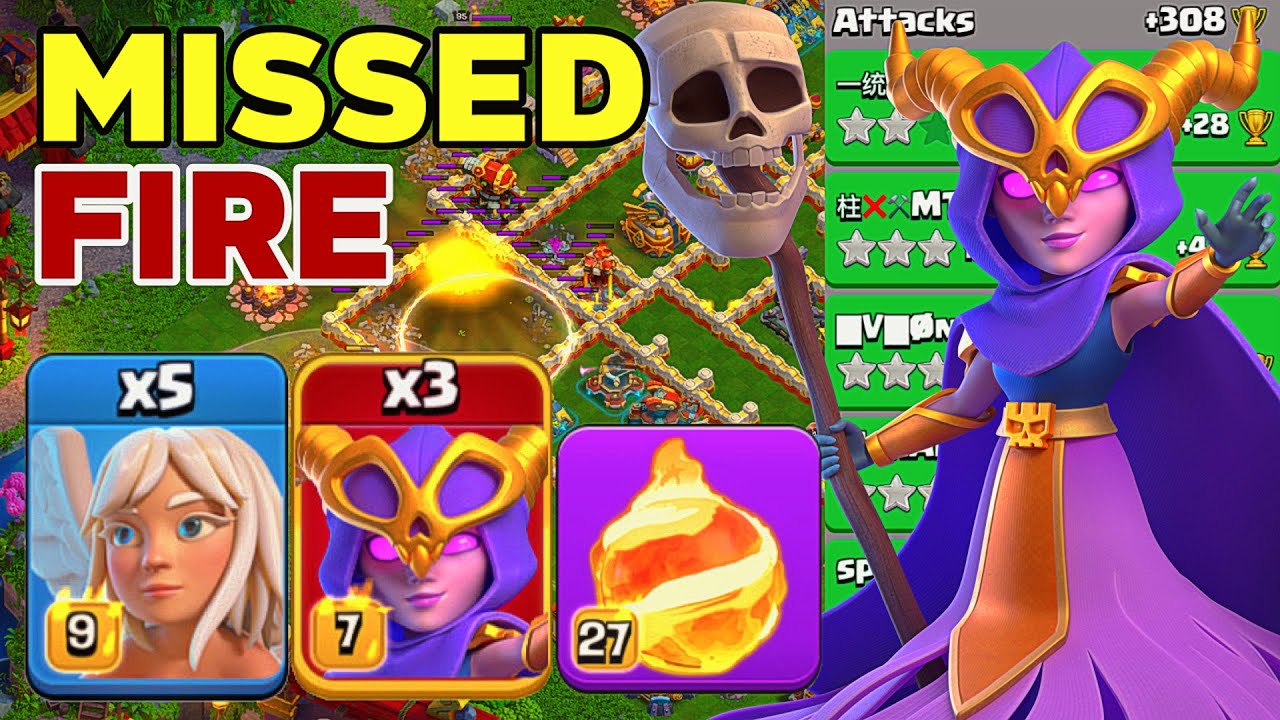 Super Powerful: TH16 Warden Walk Fireball Super Witch Legend League Attacks!