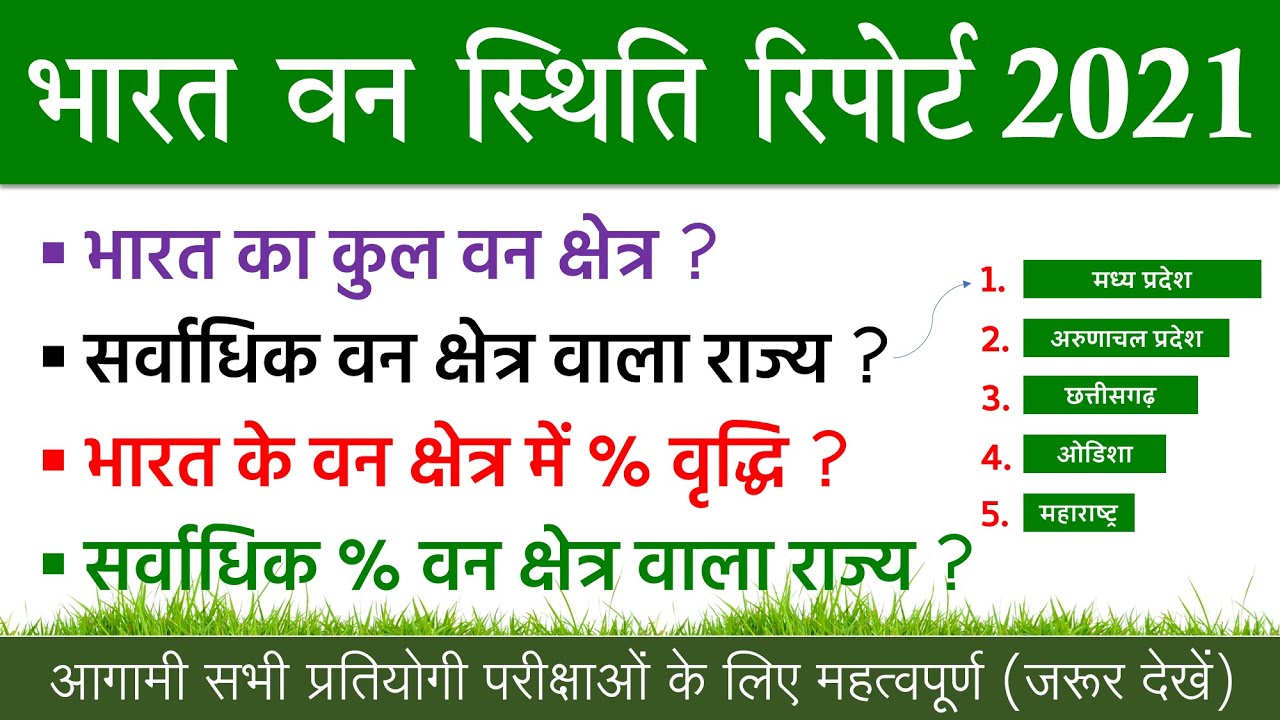 India State of Forest Report 2021 important Questions | भारत वन स्थिति रिपोर्ट Current Affairs 2022