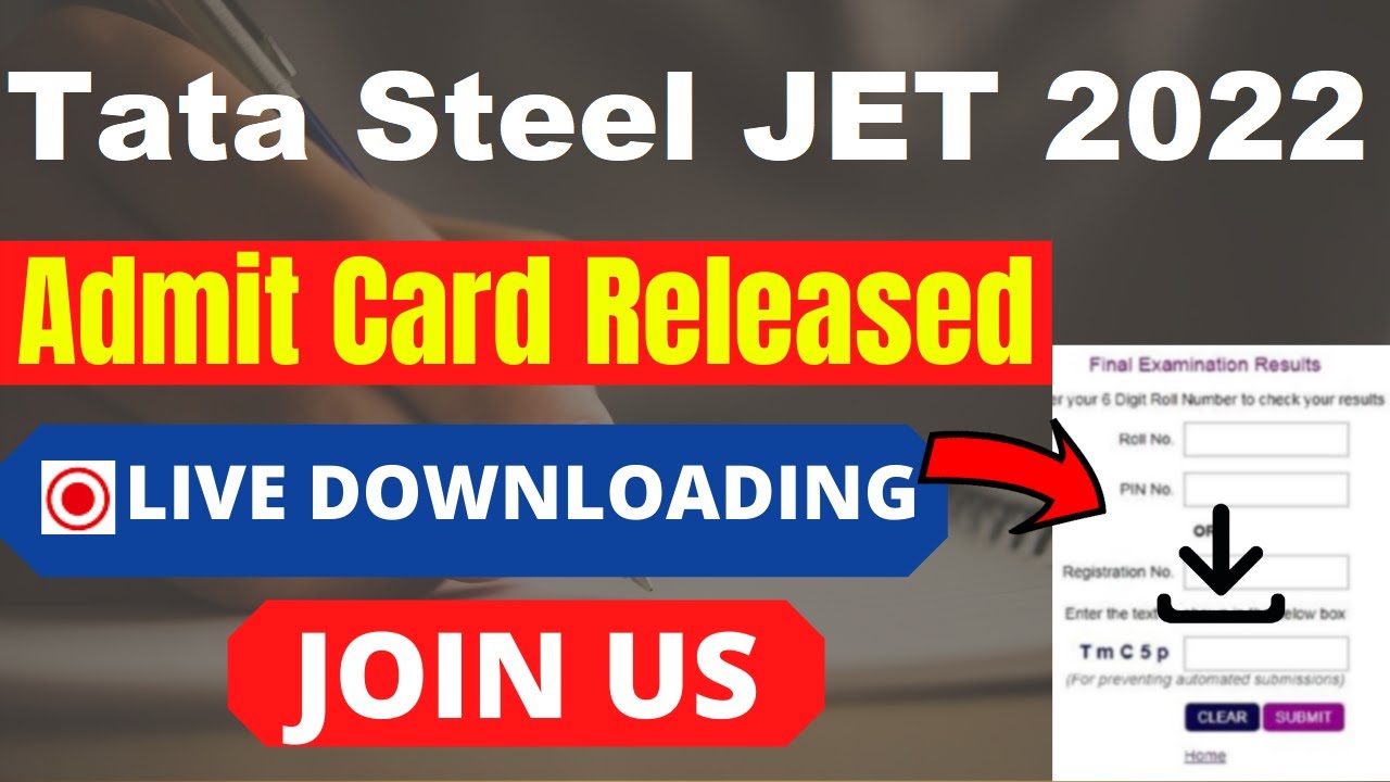 Tata Steel JET 2022 Admit Card (Released) - Download Tata Steel JET 2022 Hall Ticket Here