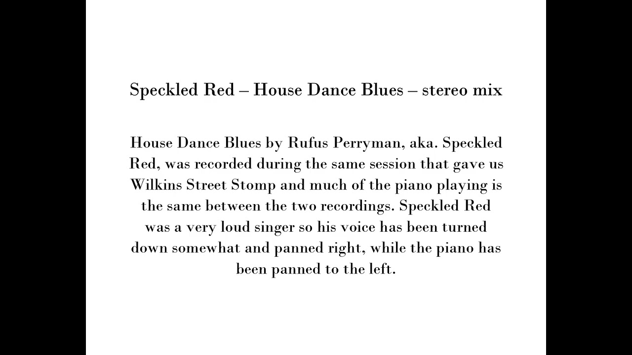 Speckled Red   House Dance Blues   stereo mix