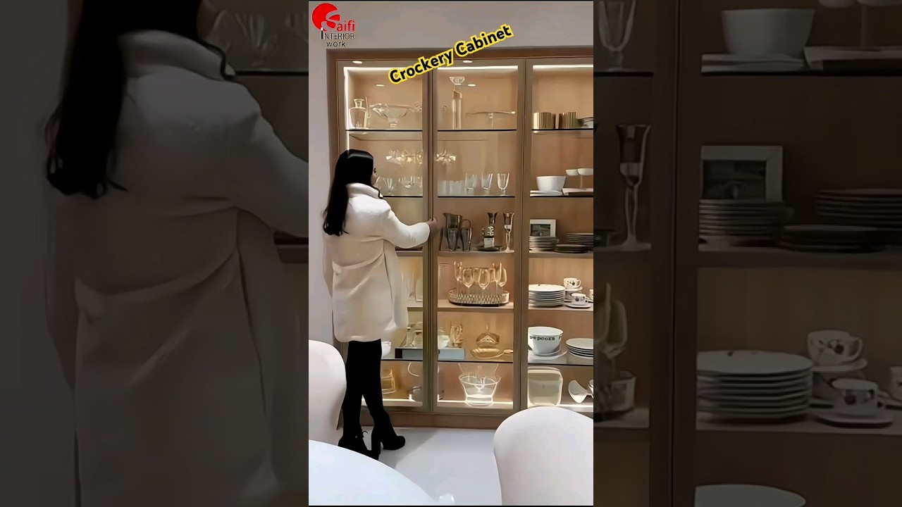 Crockery Cabinet for Kitchen | Crockery Cabinet lighting | crockery shorts | interior design #shorts